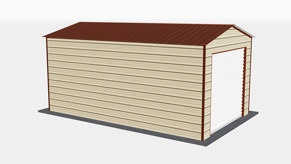 Residential Style 12x20' Metal Garage with 140 MPH/30 PSF certification. This 12' wide and 20' long Residential style garage has enclosed walls with roll-up door(s). This carport garage building is built with 2.5" 14 Gauge Galvanized Tubing.