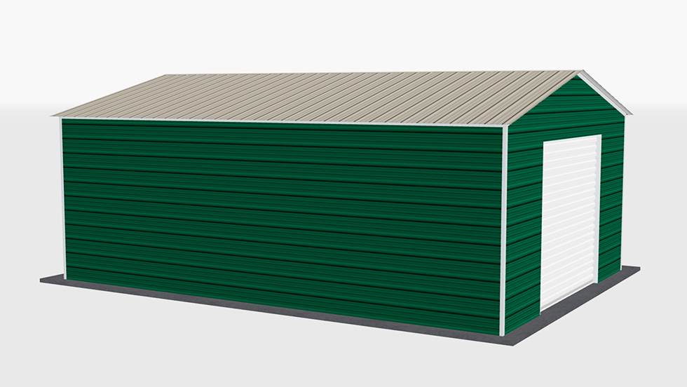 Residential Style 18x25' Metal Garage with 140 MPH/30 PSF certification. This 18' wide and 25' long Residential style garage has enclosed walls with roll-up door(s). This carport garage building is built with 2.5" 14 Gauge Galvanized Tubing.