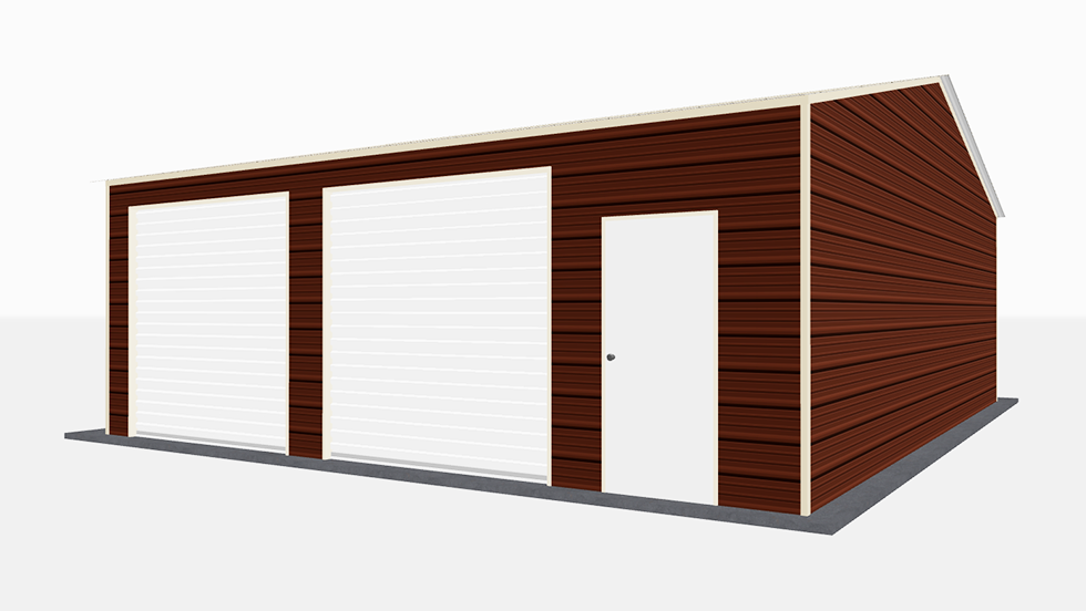 Protect your cars, boats, trucks, & other vehicles from harsh weather with this 28 feet wide and 25 feet long side entry enclosed metal garage suitable for 3 cars to be parked along the length of the steel garage.