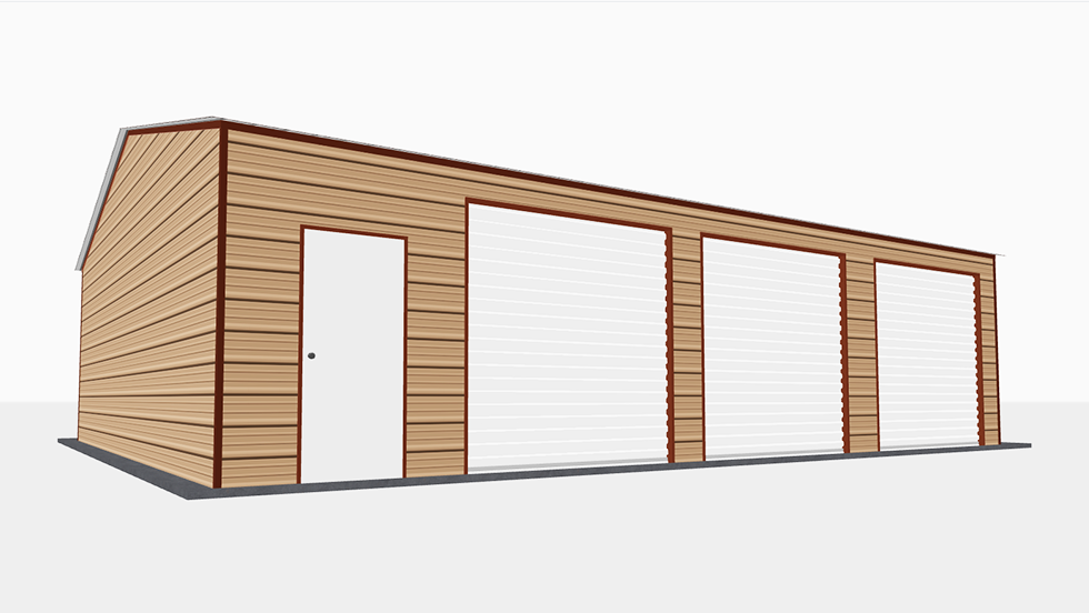 Protect your cars, boats, trucks, & other vehicles from harsh weather with this 28 feet wide triple car enclosed metal garage suitable for 3 cars.